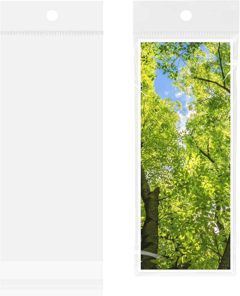 Morepack 3x7 Inches Hanging Hole Self Sealing Cellophane Bags Self Adhesive, 100 Pieces Clear Resealable Cellophane Bags with hanging header for Jewelry Earring Necklace - Image 1